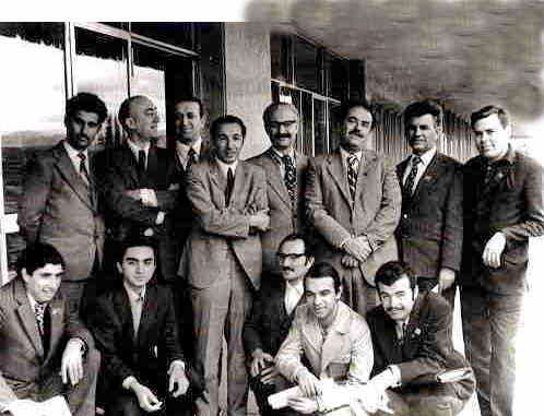 18.XVIII Congress of Chess Composition in Tbilisi, 1975. Georgian composers from the left: (stand) -S.Sukhitashvili, V.Kakabadze, D.Makhatadze,
V.Neidze, R.Tavariani, G.Nadareishvili, I.Krikheli, V.Savchenko, sit - S.Dasni, M.Gogberashvili, F.Mamulia, G.Kakabadze, D.Gurgenidze 