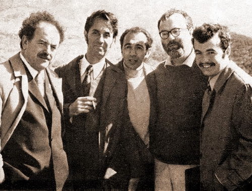 26.XVIII Congress of Chess Composition in Tbilisi, 1975.From the left: G.Nadareishvili, V.Nestorescu, V.Neidze, J.Roycroft, D.Gurgenidze 
