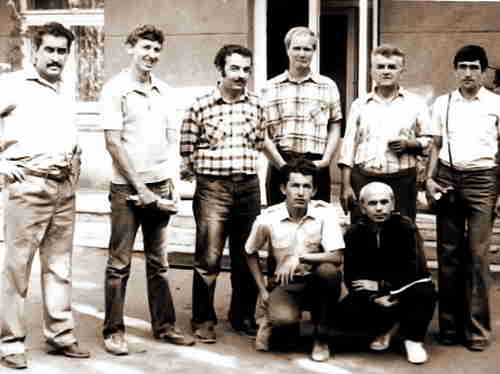 44.Odessa Festival, 1985. From the left: A.Khait, S.N.Tkachenko, D.Gurgenidze V.Kozirev, I.Krikheli, N.Mansarlinski, sit: N.Griva I.Akobia