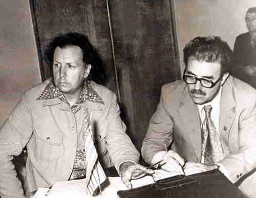 5.XVIII Congress of Chess Composition in Tbilisi, 1975, G.Nadareishvili (on the right) and C.Becker 