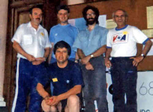 60.WCCC in Belfort (France), 1995. From the left: D.Gurgenidze, J.Nunn, J.Mestel, I.Akobia and sit M.Tandilashvili